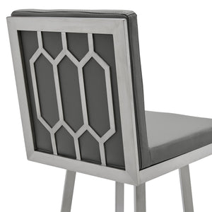 English Elm Corvin 30" Swivel Bar Stool in Gray Faux Leather — Armless Metal Frame, 360° Swivel, Easy Clean B2736P268554