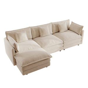 English Elm Free Modular Chenille Sectional Sofa with Reversible Ottoman for Spacious Living Rooms W714S00902