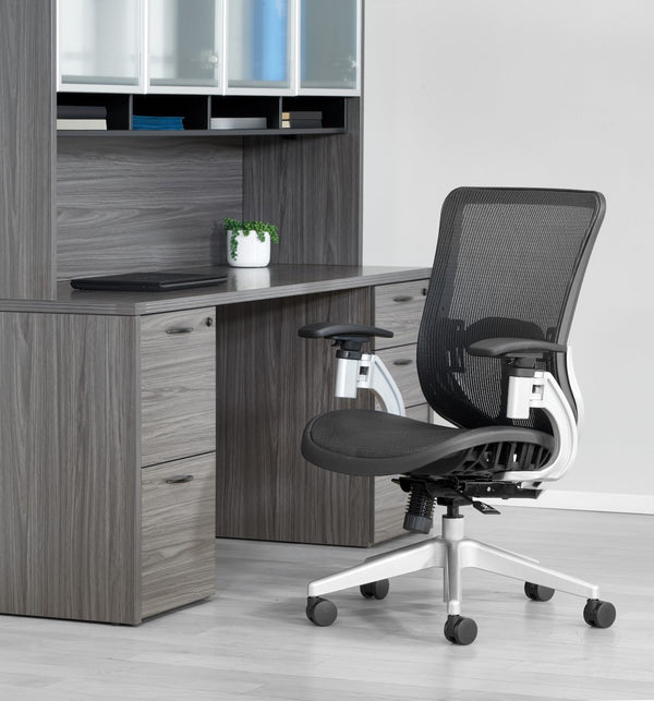 OSP Home Furnishings Vertical Mesh Back Office Chair with Lumbar Support Synchro Tilt and Pneumatic Lift 889-T11N6421R