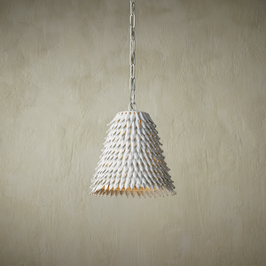 Overlay Pendant: Artisanal White Dome Light Fixture with Fluted Edges for Bohemian Elegance