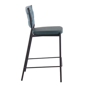 English Elm Contemporary Braided Sea Green Upholstered Counter Stools for Kitchen Islands Set of 2 B202P221683
