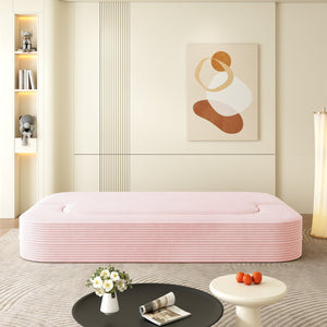 English Elm 78.7" Plush Corduroy Convertible Sleeper Sofa with Tufted Back and Foldable Floor Bed Baby Pink W3219P410144