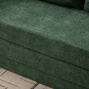 English Elm 71" Chenille Pull Out Sleeper Loveseat Convertible Floor Couch for Dorm or Guest Bedroom Green W3118P388901