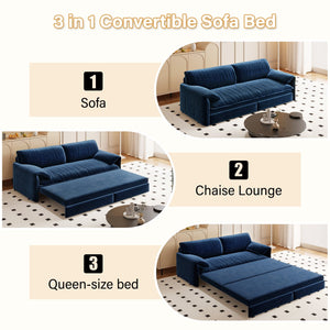 English Elm 66" Queen Sleeper Loveseat Velvet Convertible Sofa with Built-in Side Storage for Living Room W1885S00225