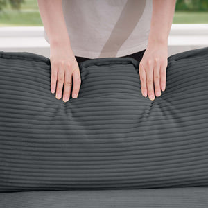 English Elm Luxurious Deep-Seated Sofa Set With 2 Single Chairs In Grey Corduroy - Cozy Comfort For Any Space W714S00824