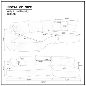 English Elm Modern 5-Seat Curved Sectional Sofa In Light Grey Eco-Leather - Stylish Comfort For Apartments & Offices W2582S00078