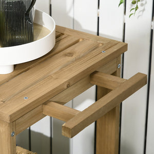 English Elm Outsunny Outdoor Bar Cart - Versatile Wood Rolling Serving Cart With Wine Holders & 2 Shelves W2225P174461-GIGA