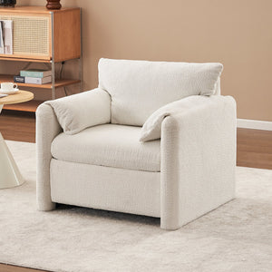 English Elm 002 Plush Chenille Accent Chair with High-Resilience Cushion, Compact Single Seater for Cozy Living Spaces W2636P232353