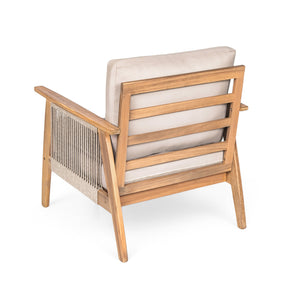 English Elm Christopher Knight Home® - Outdoor 4-Piece Acacia Wood Sectional Sofa Set With Durable Rope Accents And Water-Repellent Cushions N757S438679B