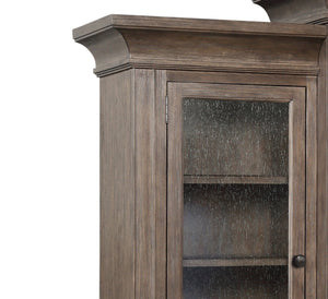 English Elm Middleton Tall Pier Cabinet Poplar Wood Seeded Glass Door Old World Storage Unit B108P468540