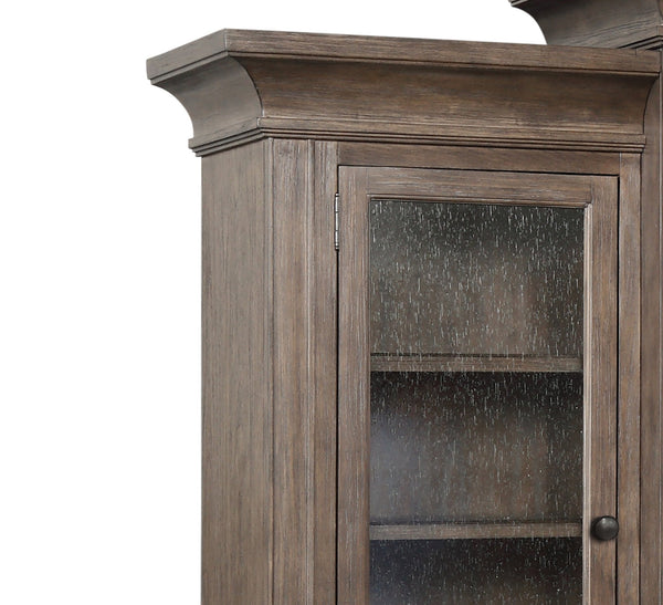 English Elm Middleton Tall Pier Cabinet Poplar Wood Seeded Glass Door Old World Storage Unit B108P468540