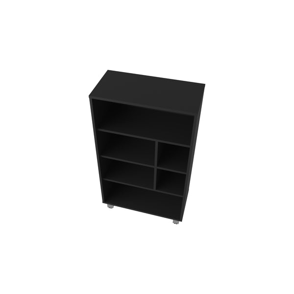 English Elm Charco Three-Shelf Bookcase Melamine, Scratch-Resistant Compact Storage for Living Room or Office Decor Black 37 L x 25.2 W x 2.8 H B128P244990
