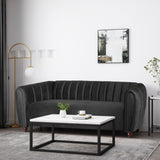 Christopher Knight Home® - Noble House - Richland Modern Glam Velvet Channel Stitch 3 Seater Sofa