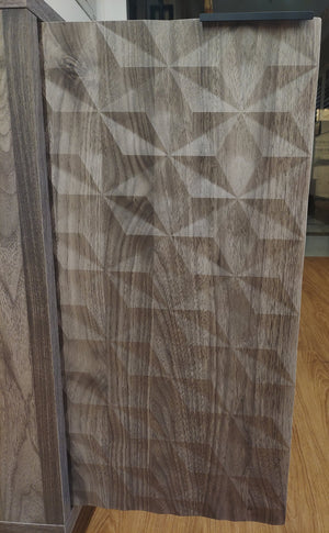 English Elm Modern Sideboard Buffet Cabinet with Diamond Relief Doors, Ample Storage, Sleek Artful Design for Home Gray W1706P235653