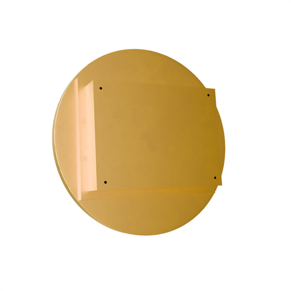 English Elm 23.6 Inch Round Matte Metal Medicine Cabinet with Mirrored Door and Adjustable Shelves Golden W1435P312262