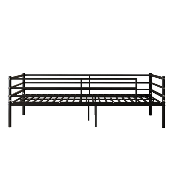 English Elm Bunk Bed Twin Over Heavy Duty Iron Frame with Guardrail for Teens and Adults W3752P464507