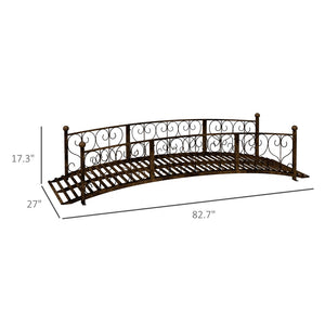 English Elm Outsunny 7' Decorative Metal Garden Bridge With Safety Siderails And Elegant Scrollwork Design W2225P174532-GIGA