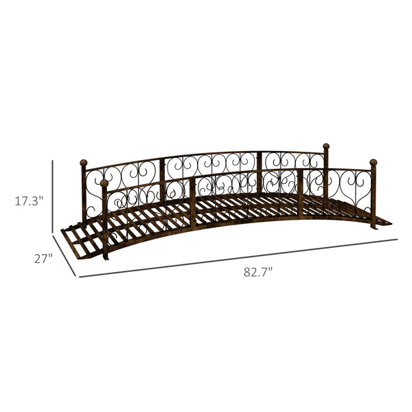 English Elm Outsunny 7' Decorative Metal Garden Bridge With Safety Siderails And Elegant Scrollwork Design W2225P174532-GIGA