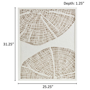 English Elm Framed Abstract Coastal Rice Shadowbox Wall Decor, Off-White Handmade Paper, Glass-Protected Frame, 25.25x31.25" B035P266693