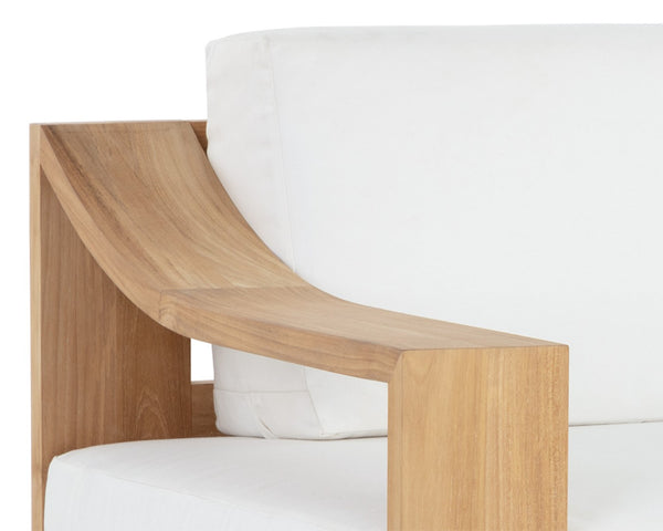 Sunpan TAHITI Swivel Lounge Chair - Stylish Stinson White Fabric, Teak Base, Perfect for Outdoor Relaxation 109152