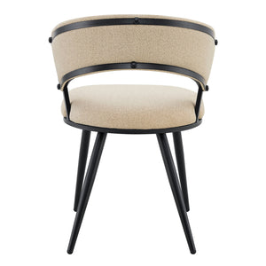 English Elm Set of 2 Chenille Tufted Dining Chairs with Metal Legs Modern Kitchen Seating Beige,Black W3875P370853