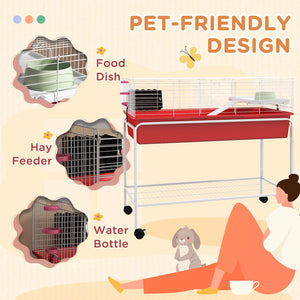 English Elm Two-story Small Animal Habitat with Wheeled Stand for Guinea Pigs and Ferrets T3971P407701