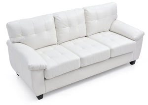 English Elm Gallant PU Sofa with Removable Backs for Easy Delivery, Hardwood Frame, Pocketed Coil Cushions Comfort White 32.7 L x 20.9 W x 24.4 H B078S00122
