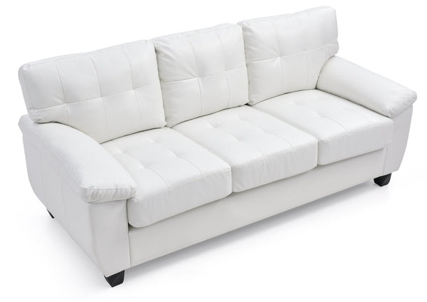 English Elm Gallant PU Sofa with Removable Backs for Easy Delivery, Hardwood Frame, Pocketed Coil Cushions Comfort White 32.7 L x 20.9 W x 24.4 H B078S00122