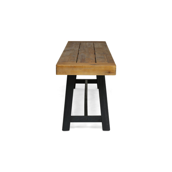 English Elm Acacia Slatted Outdoor Dining Bench Set of Two Solid Hardwood Patio Seating 63086.00MP1