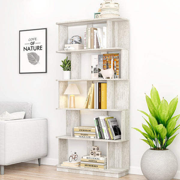 English Elm 31.5" Tall 5-tier Mdf Bookcase Slim Open Shelving Unit for Office Bedroom Living Room Light Gray W2899P444155