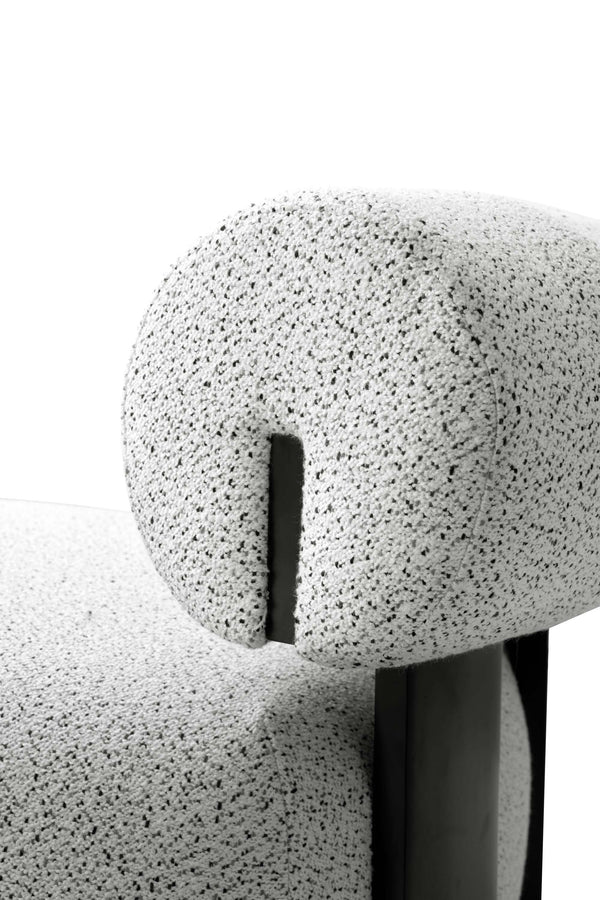 English Elm Bartow Kiln-Dried Ash Lounge Chair Ivory Multi — Armless Polka Dot Upholstered, Commercial Grade Comfort B365P398007