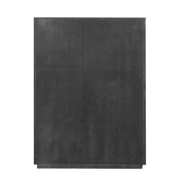 English Elm Unique Contemporary Chest with Cultured Stone Top, Reeded Panels, Silver Accents, Dovetail Drawers and Chrome Legs Warm Grey 42 L x 22 W x 56 H B2741P370873