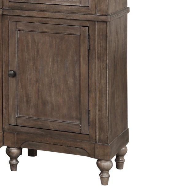 English Elm Middleton Tall Pier Cabinet Poplar Wood Seeded Glass Old World Storage Display B108P468541