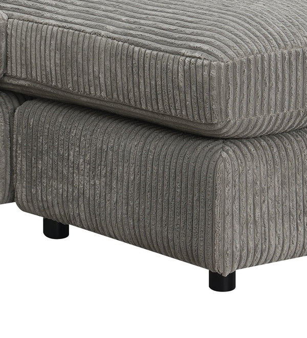 English Elm Tavia Gray Corduroy Reversible Sectional Sofa with 6 Pillows, Pocket Coil Seats, Modern L-Shape B2726P271002