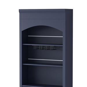 English Elm Modern Tall Kitchen Pantry Set of Two with Faux Marble Top and Glass Holders Blue SP000175AAC