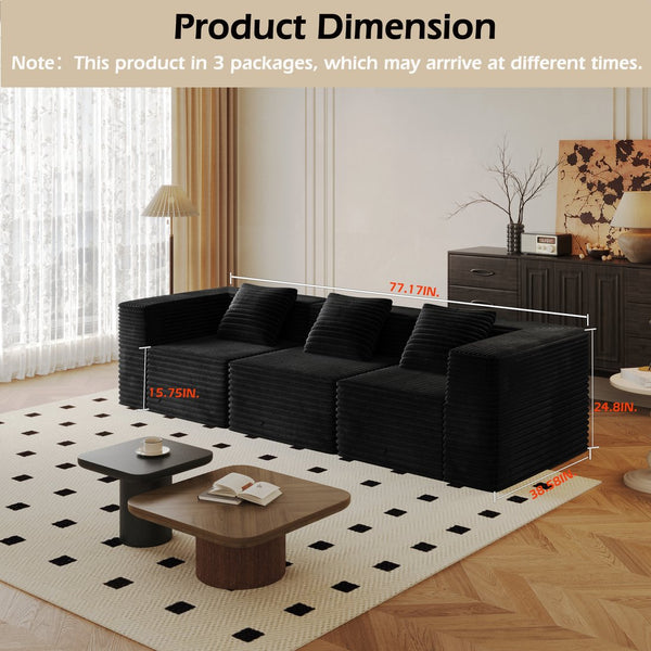 English Elm Modular Sectional Couches - Ultra-Comfortable Memory Foam Sofa With Stylish Corduroy, No Assembly Needed! W3434S00022