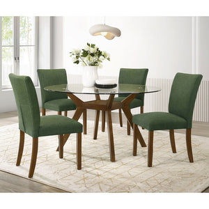 English Elm Flynn Round Tempered Glass and Rubberwood Dining Table Seats Four with Lower Shelf B062S01764