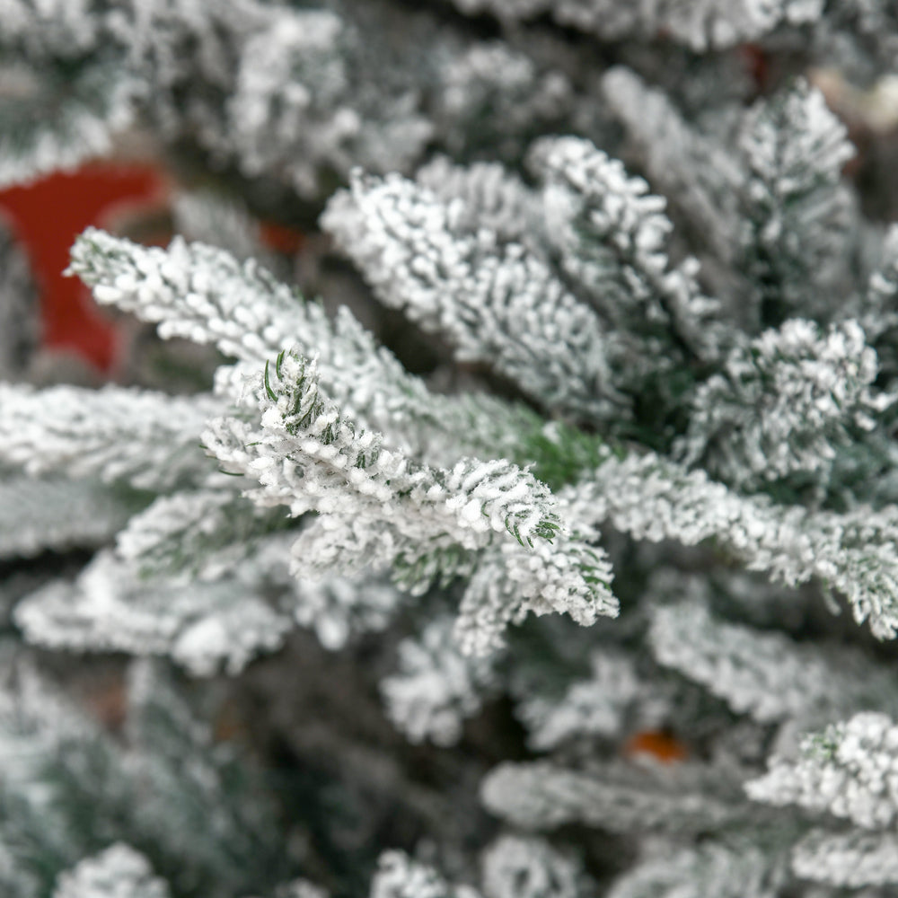 English Elm Homcom 8 Foot Snow Flocked Artificial Christmas Tree With 1479 Realistic Cedar Branches For Holidays W2225P249626