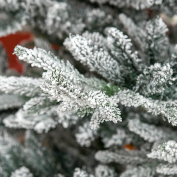 English Elm Homcom 8 Foot Snow Flocked Artificial Christmas Tree With 1479 Realistic Cedar Branches For Holidays W2225P249626