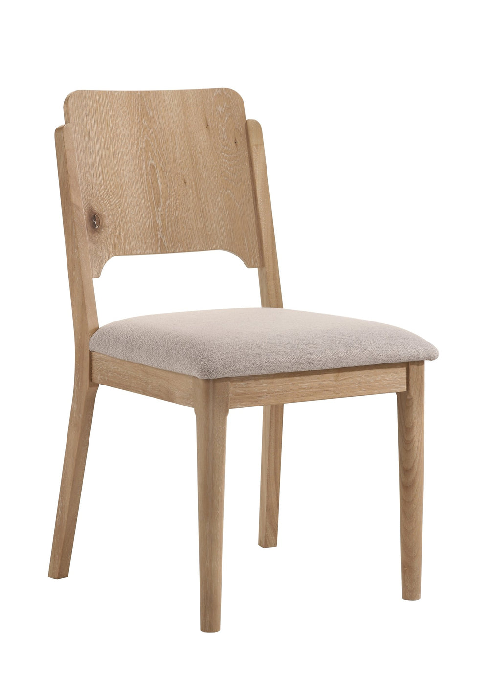 English Elm Set of 2 Warm Wood Beige Dining Side Chairs - Upholstered Spat-Back, Cushioned Seats, Sleek Solid Wood Finish B011P373694