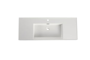 English Elm 48'' Resin Bathroom Vessel Sink Sculptural Top Mount Basin for Modern Spa Vanity W99970322