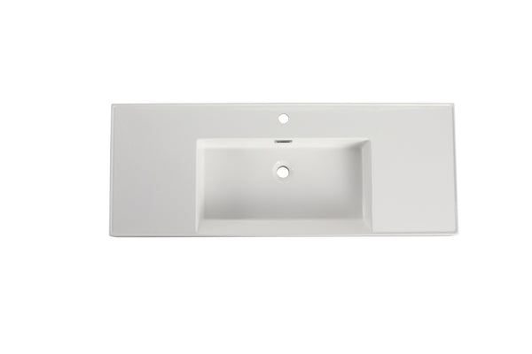 English Elm 48'' Resin Bathroom Vessel Sink Sculptural Top Mount Basin for Modern Spa Vanity W99970322