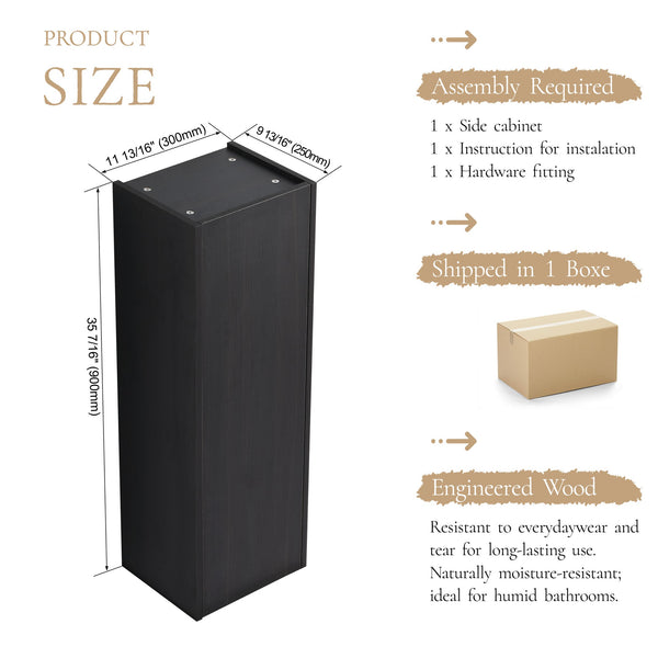 English Elm 12 Inch Narrow Wall Mounted Cabinet Soft Close Door Dark Oak Finish Bathroom Storage W1972P457985