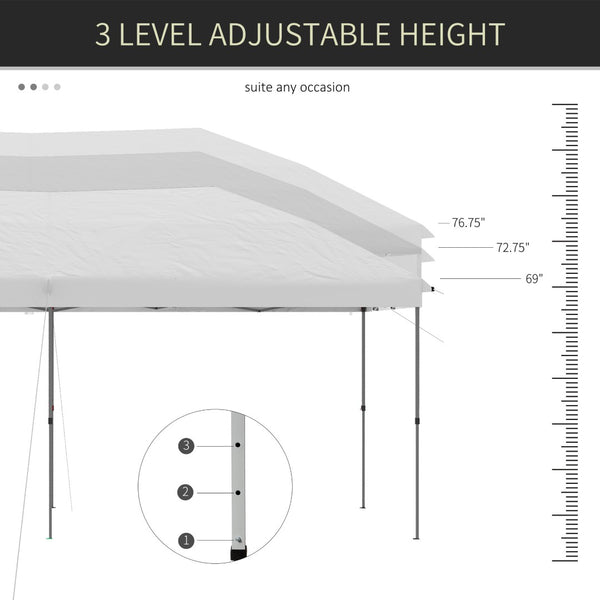 English Elm Outsunny 10' X 19' Pop Up Canopy Tent With Easy Setup, Adjustable Height, Carry Bag For Events & Patio W2225P174200-GIGA