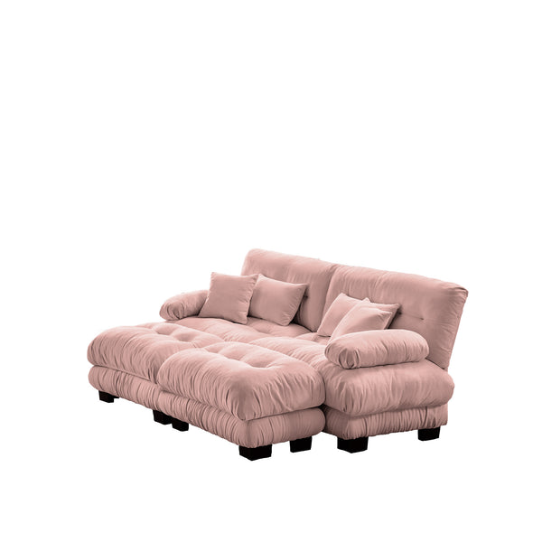 English Elm Cloud Chenille Sleeper Sofa With 2 Lumbar Pillows & Ottomans - Stylish Comfort For Modern Living W714S01009
