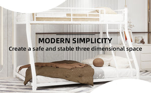 English Elm Metal Twin Over Full Bunk Bed With Removable Stairs, Heavy-Duty Frame & 12" Under-Bed Storage Space W1935P195937