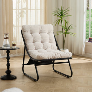 English Elm Patio Sling Lounge Chair with Ottoman Steel Frame Corduroy Cushion Indoor Outdoor W640P443484
