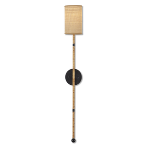 Capriole Rattan Wall Sconce - Contemporary Design with Satin Black Accents for Modern Spaces