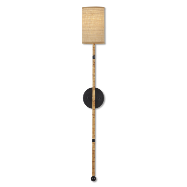 Capriole Rattan Wall Sconce - Contemporary Design with Satin Black Accents for Modern Spaces