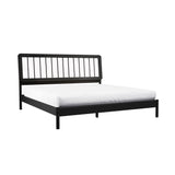 Spindle Midcentury Modern Solid Wood King Bed Black CMAB8BBL Walker Edison